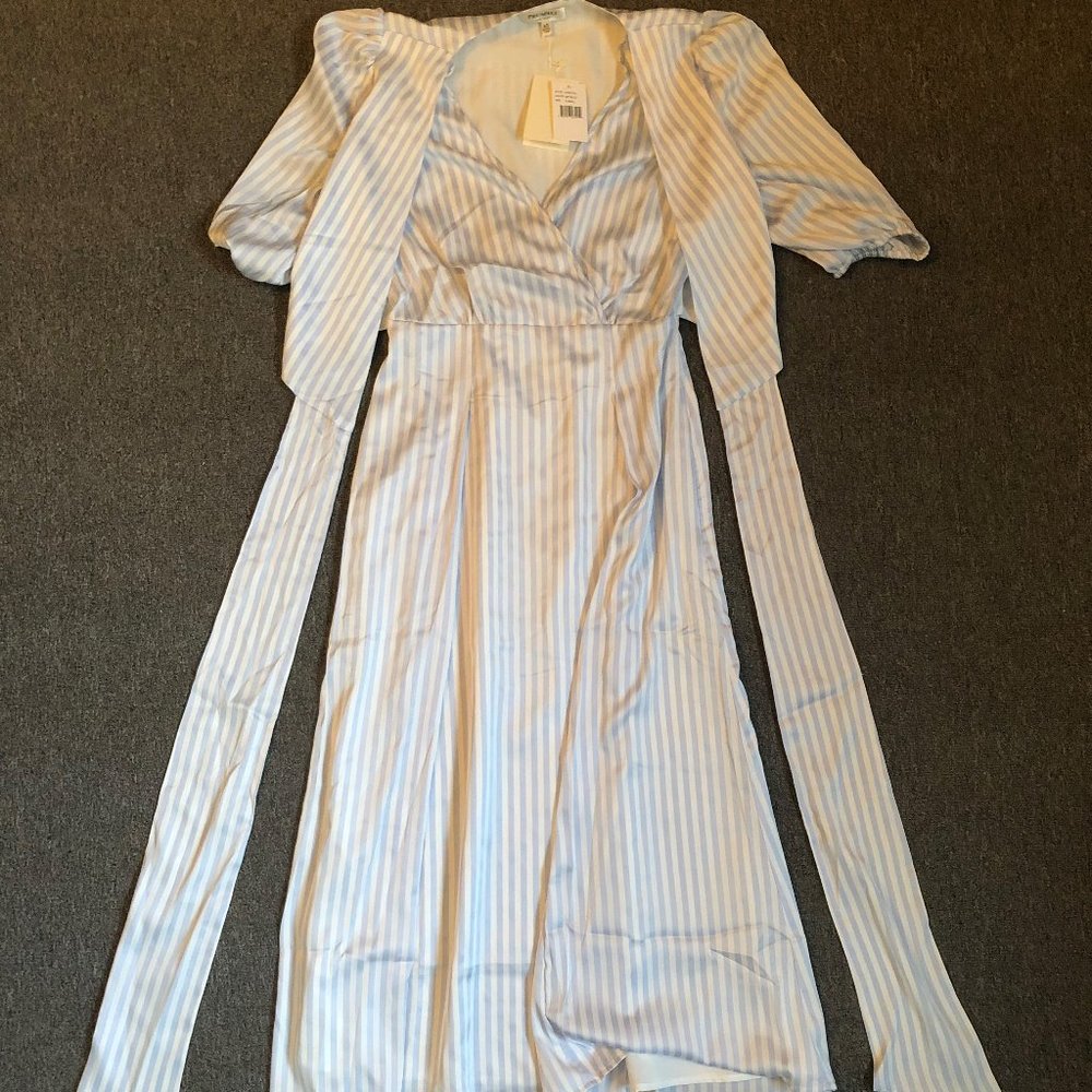 Blue and White Women's Wrap Dress NWT Midi Length